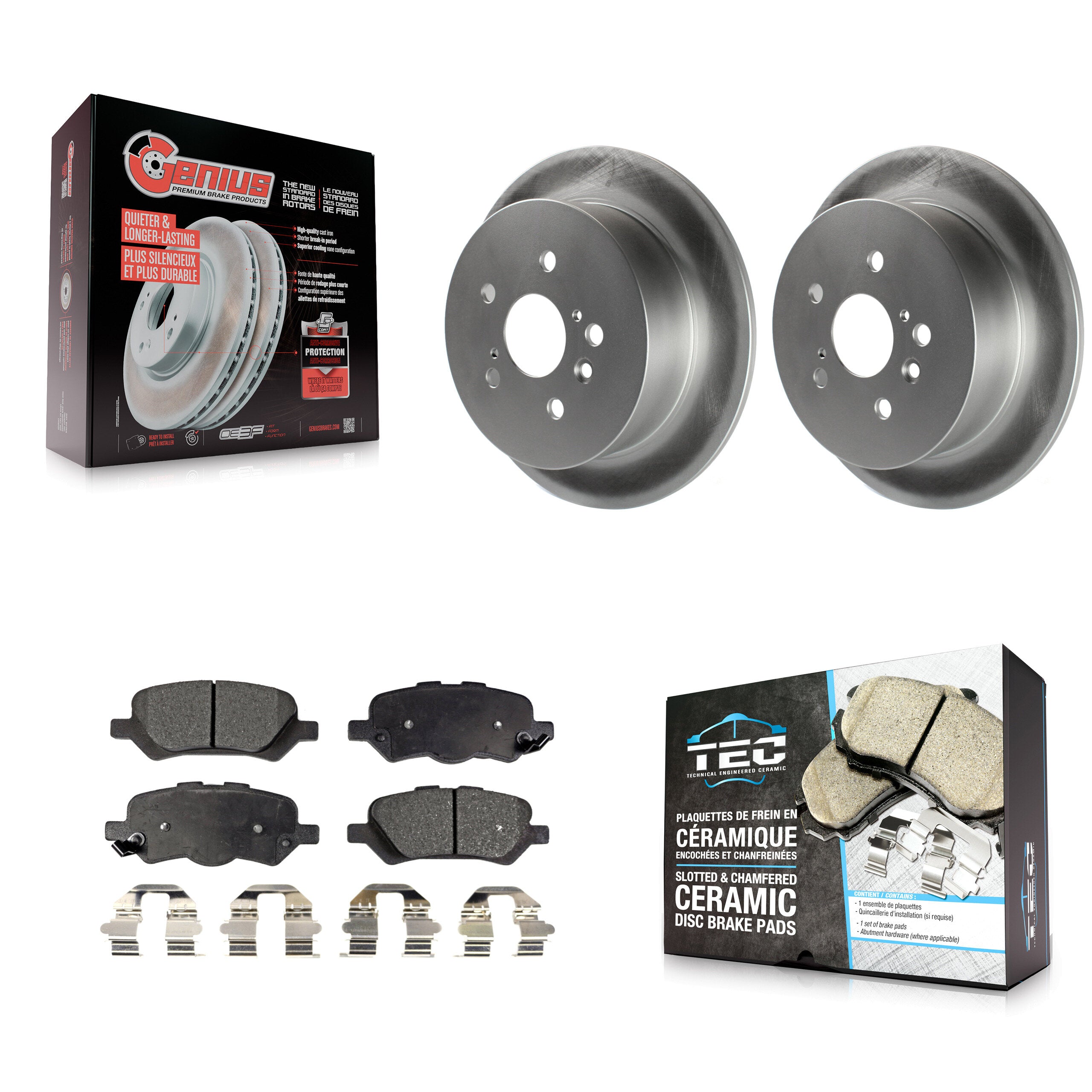 Rear Coated Disc Brake Rotors And Ceramic Pads Kit For 2009-2016 Toyota Venza KGT-101595