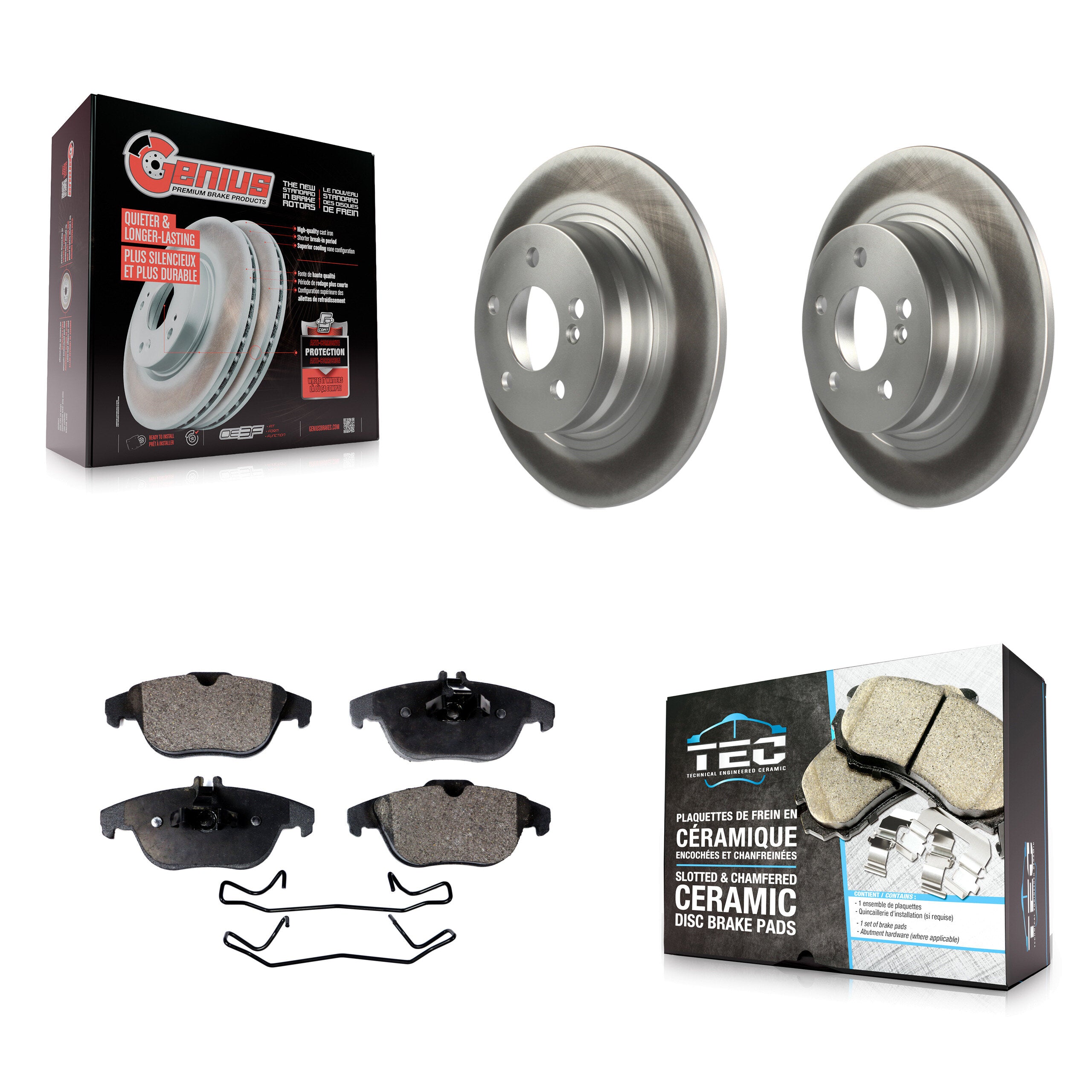 Rear Coated Disc Brake Rotors And Ceramic Pads Kit For Mercedes-Benz C300 C250 C230 KGT-101596