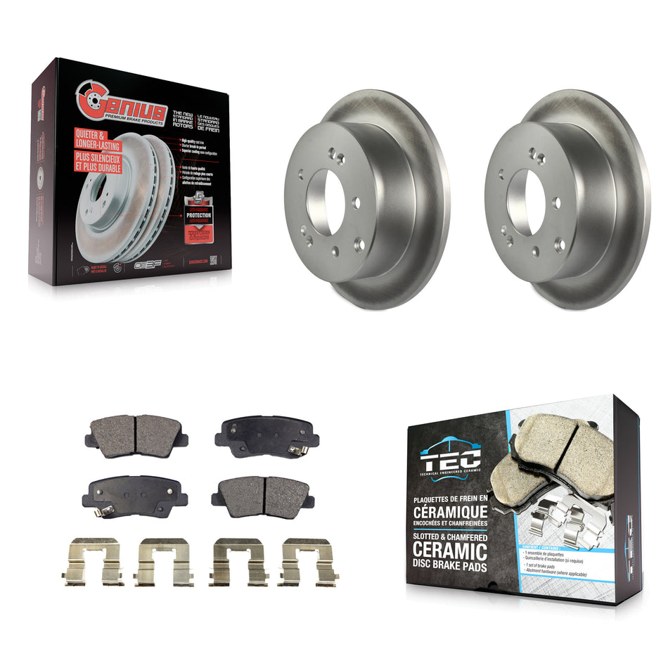Rear Coated Disc Brake Rotors And Ceramic Pads Kit For 2010-2013 Kia Soul KGT-101600
