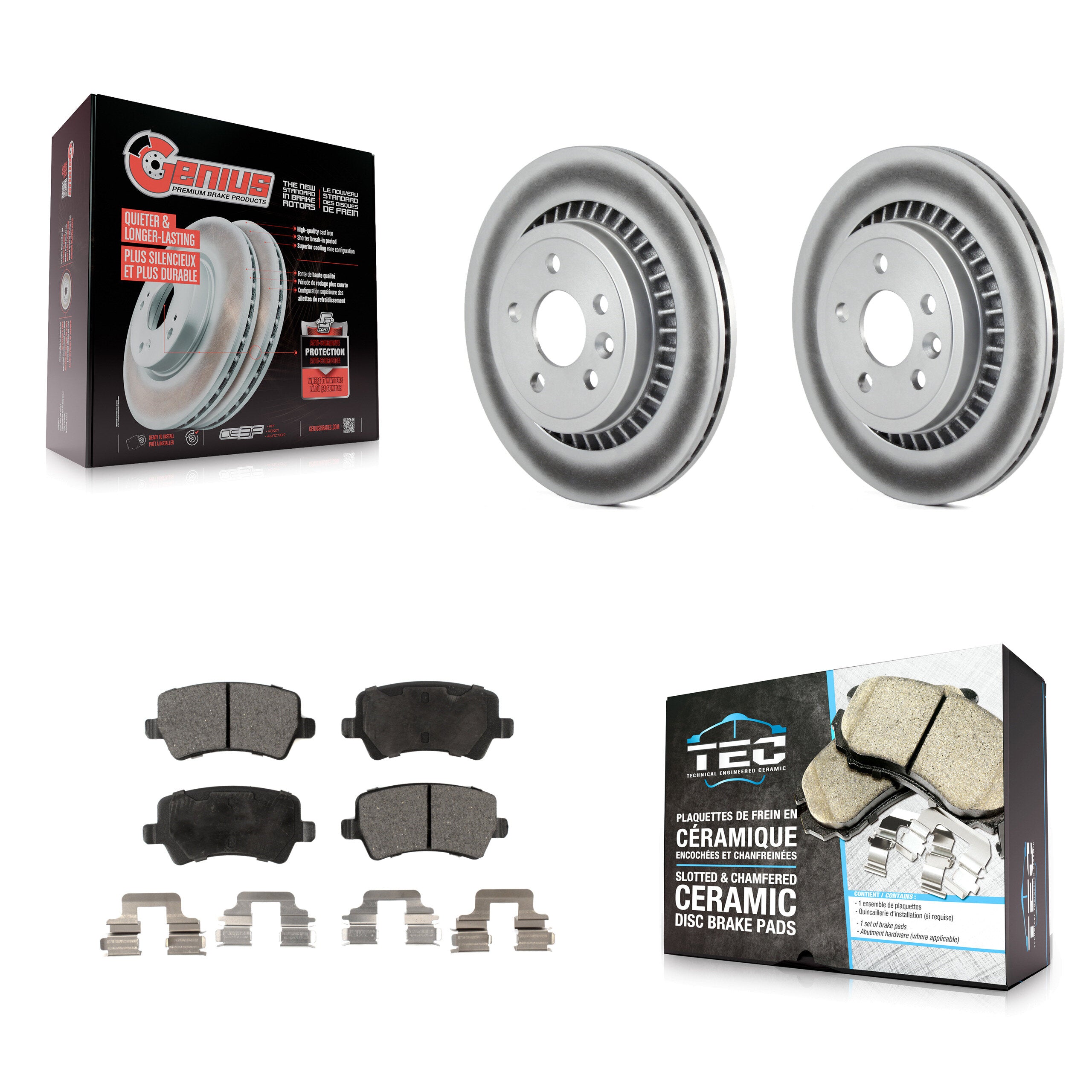 Rear Coated Disc Brake Rotors And Ceramic Pads Kit For 2010-2017 Volvo XC60 KGT-101604