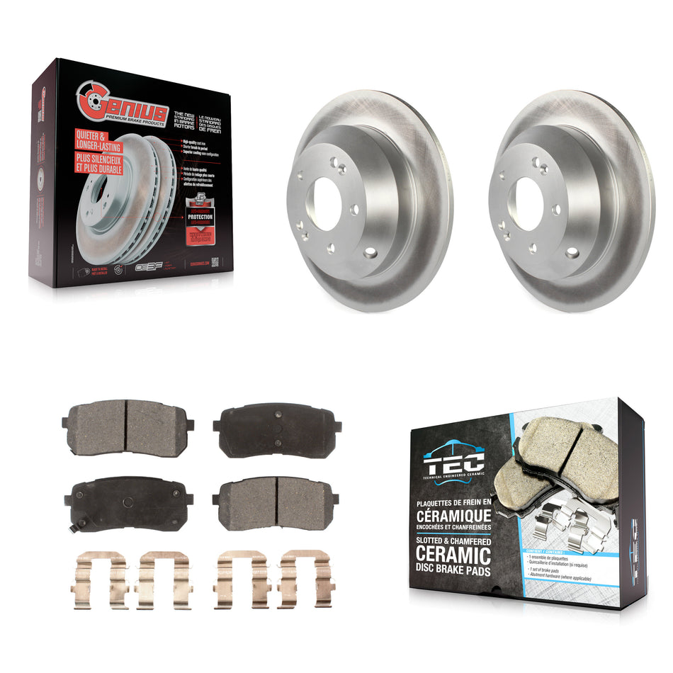 Rear Coated Disc Brake Rotors And Ceramic Pads Kit For 2015-2021 Kia Sedona KGT-101607