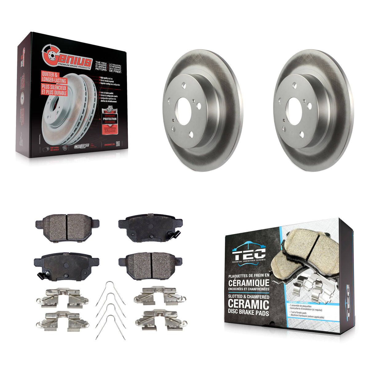 Rear Coated Disc Brake Rotors And Ceramic Pads Kit For 2011-2016 Scion tC KGT-101617
