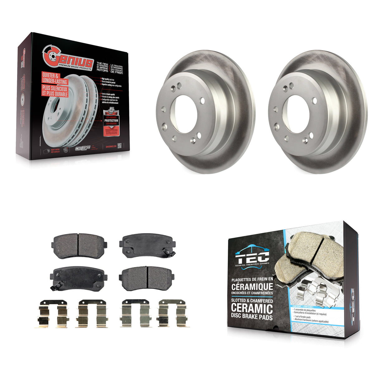 Rear Coated Disc Brake Rotors And Ceramic Pad Kit For Hyundai Elantra Tucson Kia Sportage KGT-101624