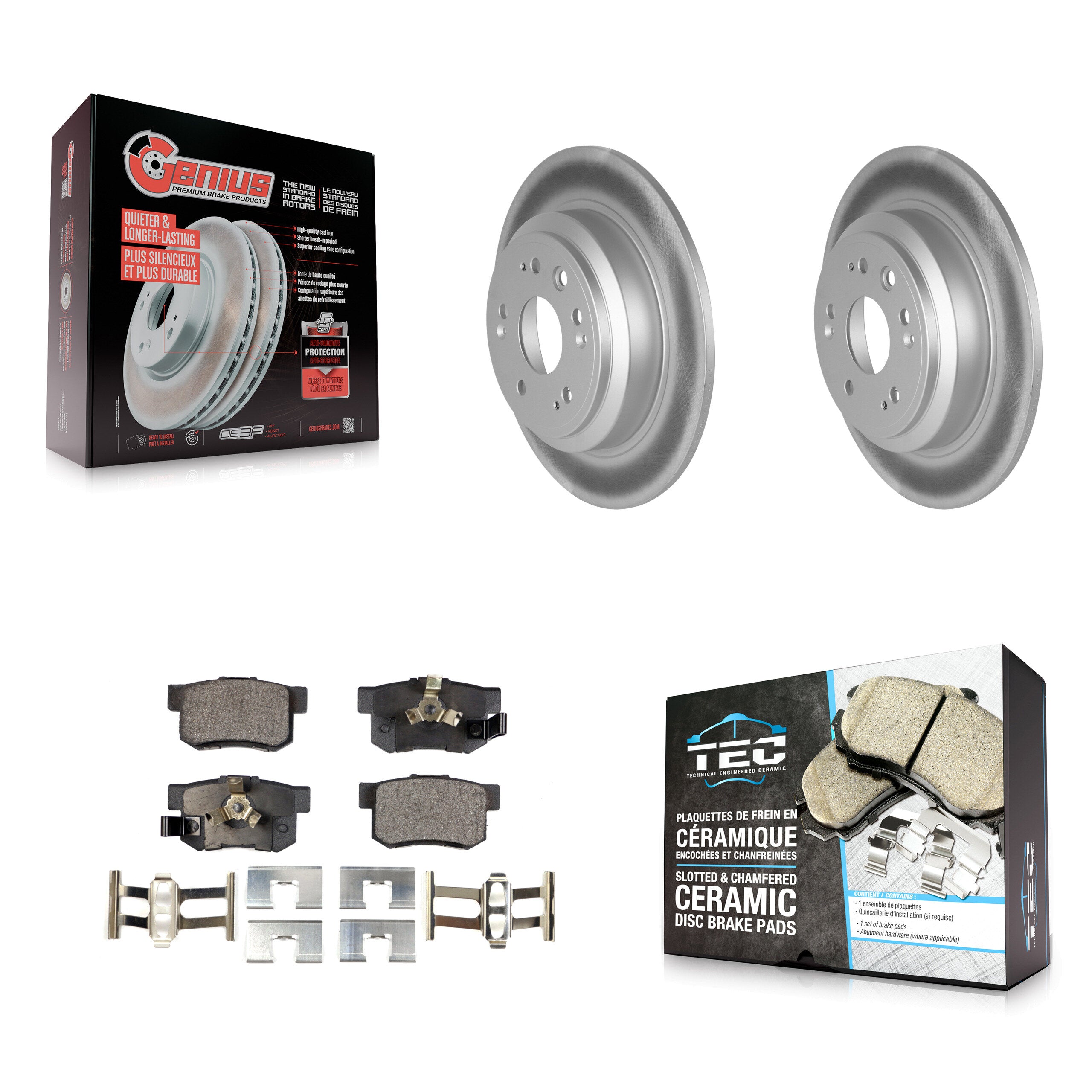Rear Coated Disc Brake Rotors And Ceramic Pads Kit For Honda Accord Crosstour KGT-101625