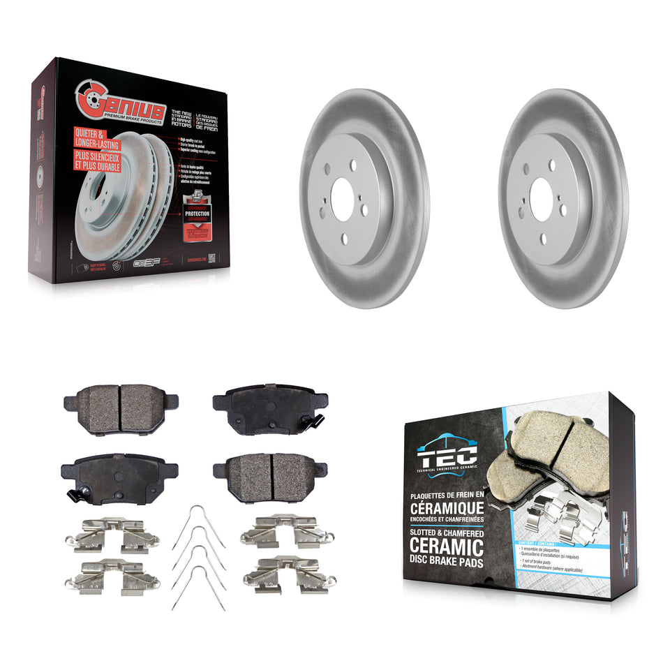 Rear Coated Disc Brake Rotors And Ceramic Pads Kit For Lexus CT200h KGT-101626
