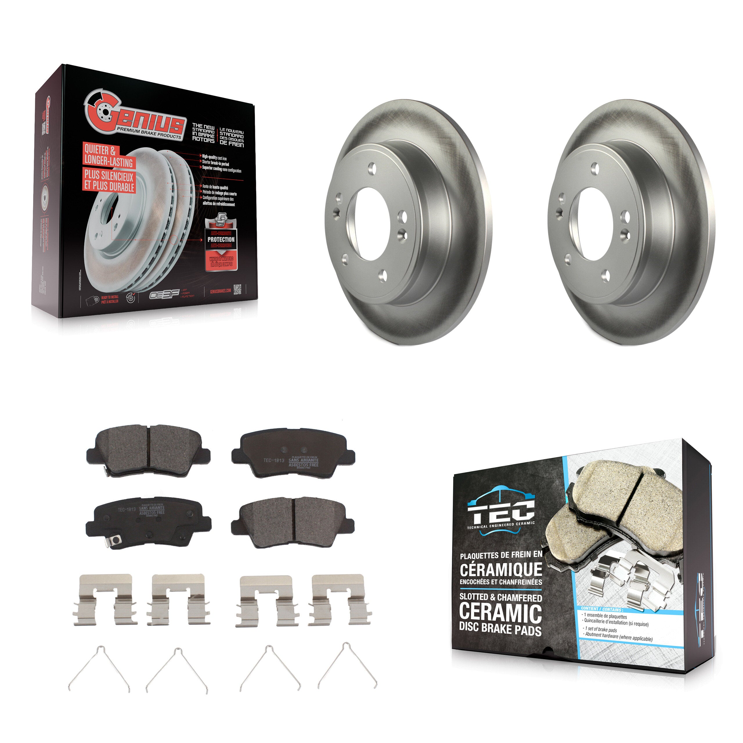 Rear Coated Brake Rotor Ceramic Pad Kit For Kia Forte Hyundai Kona Soul Forte5 Elantra GT KGT-101635