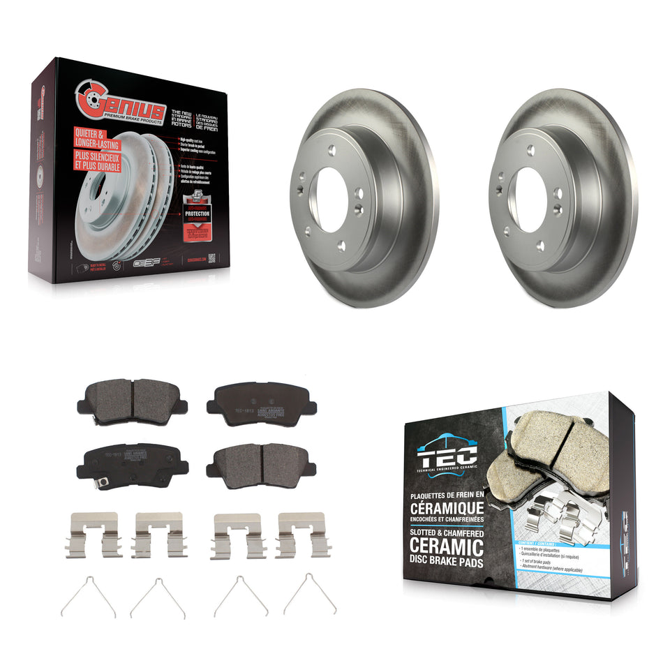 Rear Coated Brake Rotor Ceramic Pad Kit For Kia Forte Hyundai Kona Soul Forte5 Elantra GT KGT-101635