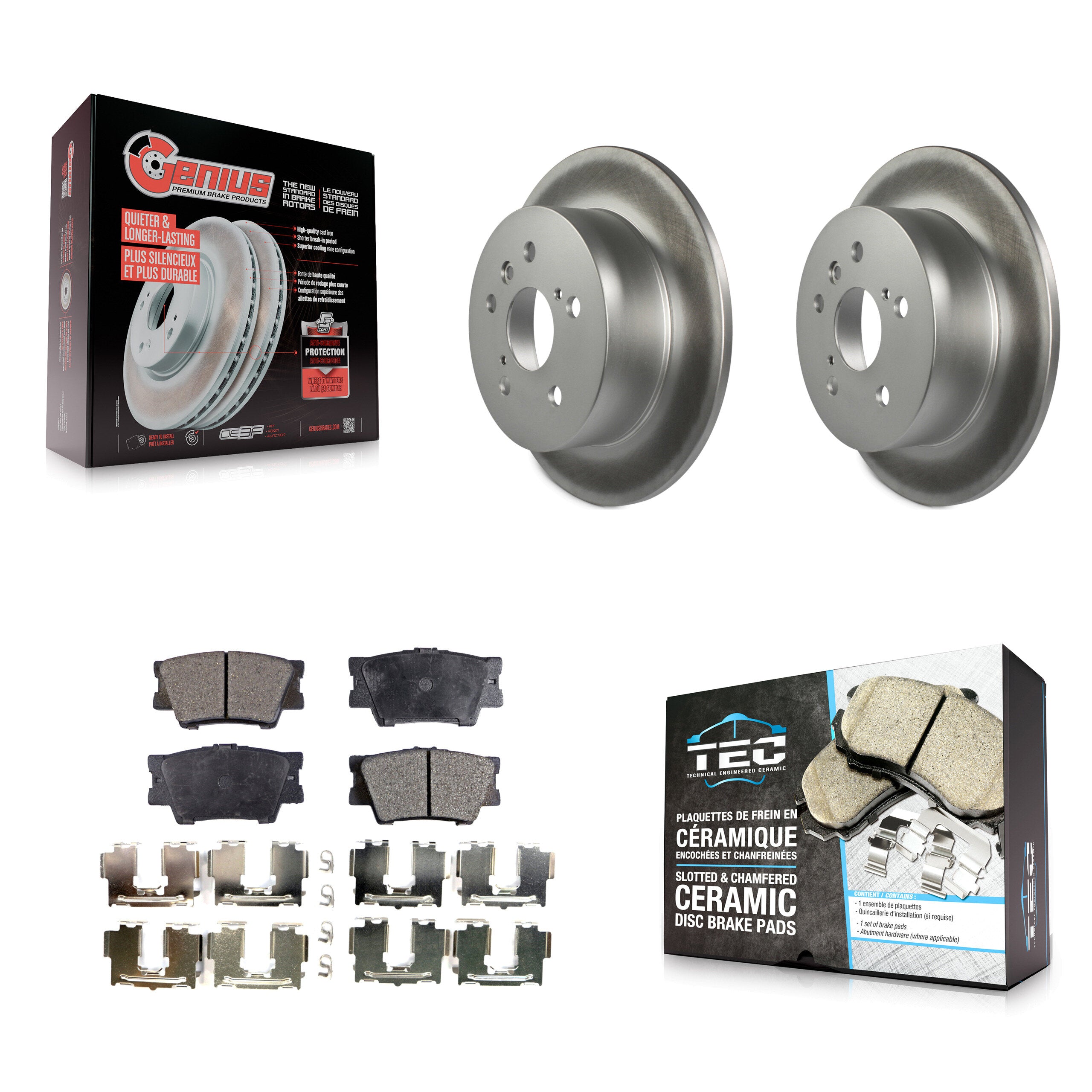 Rear Coated Disc Brake Rotor & Ceramic Pad Kit For Toyota Camry Lexus ES350 Avalon ES300h KGT-101637