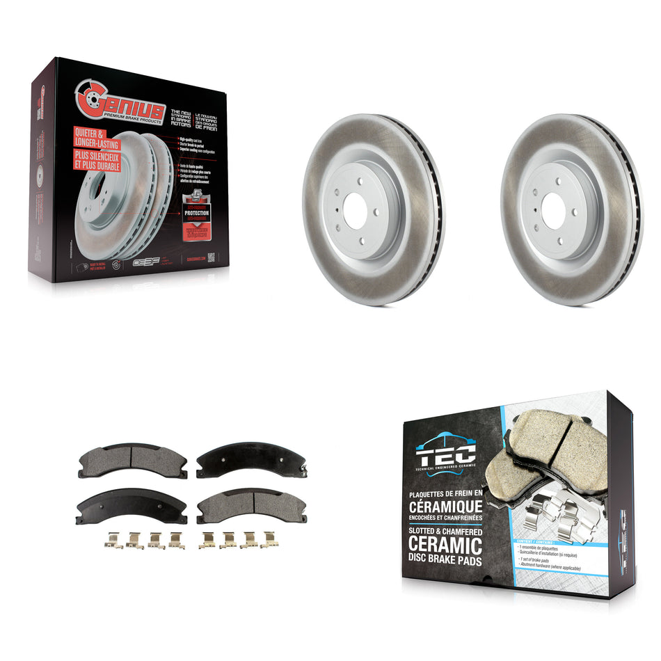 Rear Coated Disc Brake Rotors & Ceramic Pad Kit For 2012-2021 Nissan NV2500 NV3500 NV1500 KGT-101638