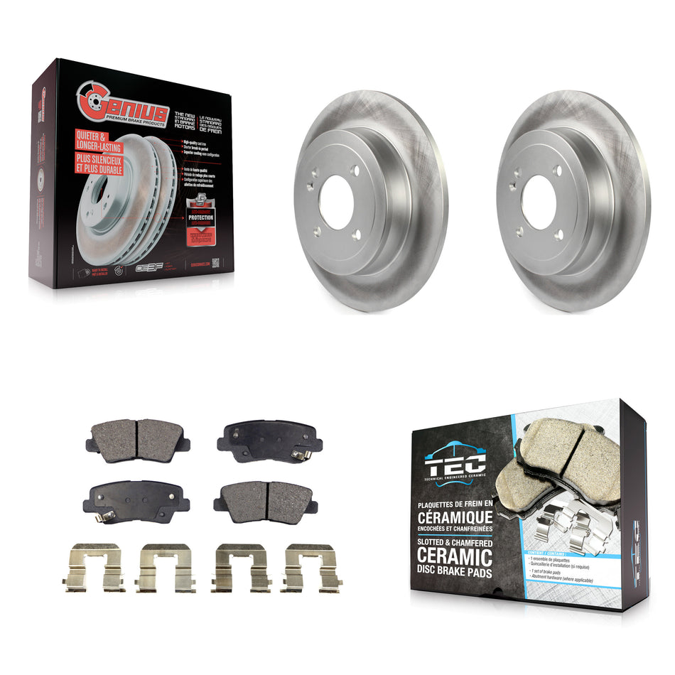 Rear Coated Disc Brake Rotors And Ceramic Pads Kit For 2011 Hyundai Accent KGT-101639