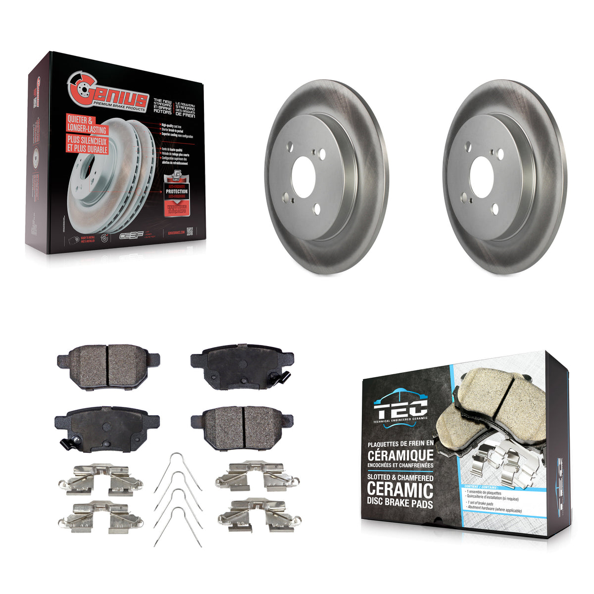 Rear Coated Disc Brake Rotors And Ceramic Pads Kit For 2012-2018 Toyota Yaris KGT-101643