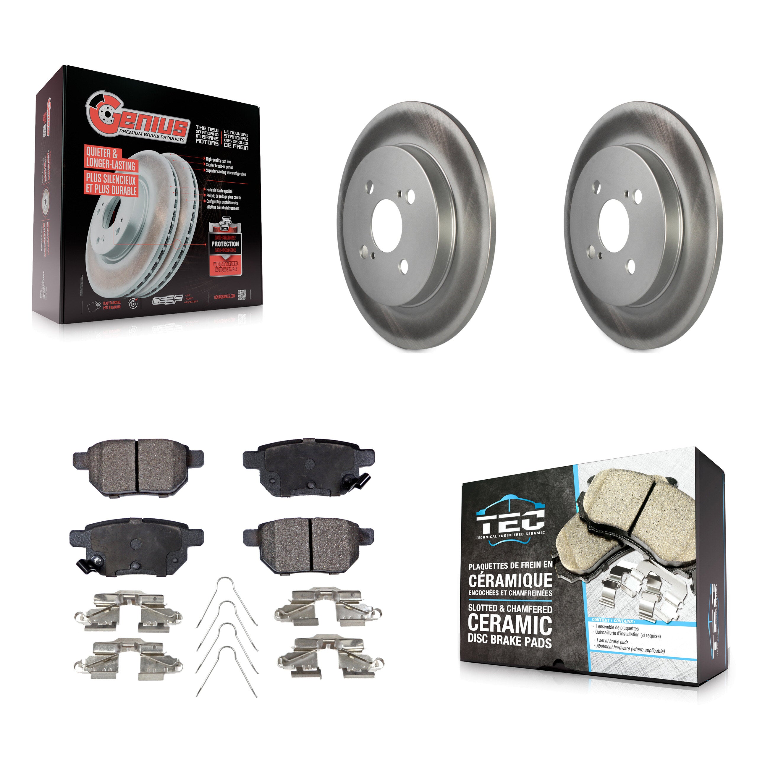 Rear Coated Disc Brake Rotors And Ceramic Pads Kit For 2012-2018 Toyota Yaris KGT-101643