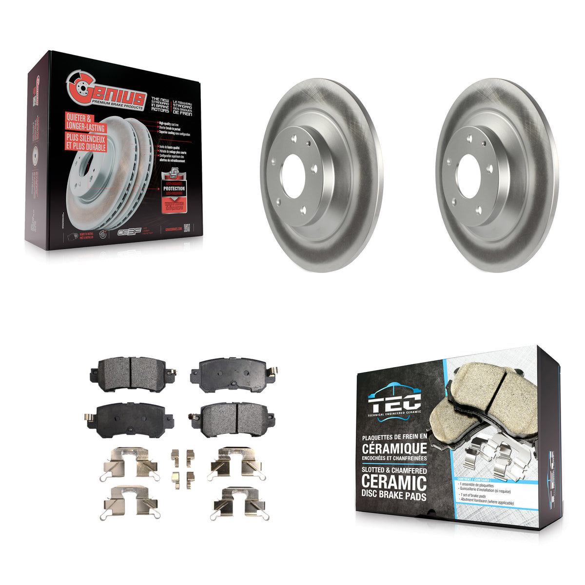 Rear Coated Disc Brake Rotors And Ceramic Pads Kit For 2013-2015 Mazda CX-5 KGT-101645