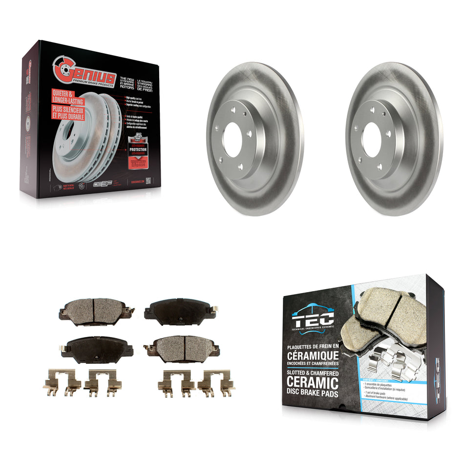 Rear Coated Disc Brake Rotors And Ceramic Pads Kit For 2016-2024 Mazda CX-5 KGT-101646