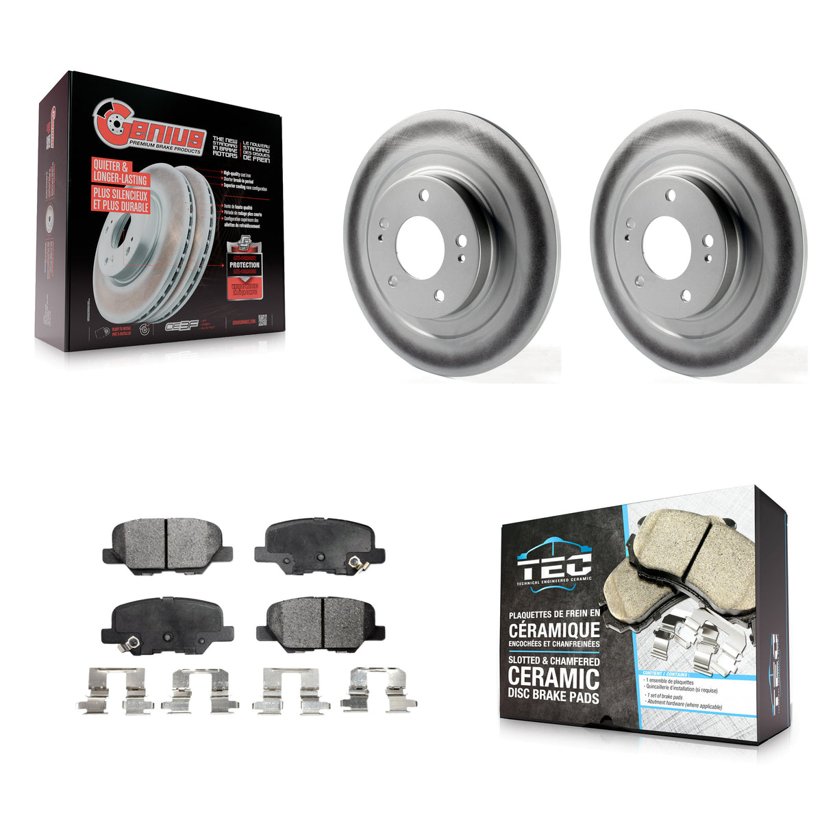 Rear Coated Disc Brake Rotors And Ceramic Pad Kit For Mitsubishi RVR Outlander PHEV Sport KGT-101651