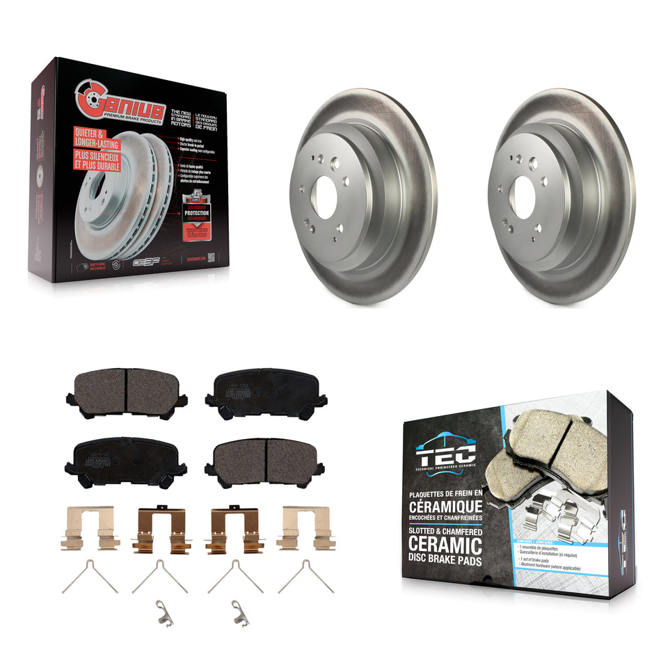 Rear Coated Disc Brake Rotors And Ceramic Pads Kit For 2014-2016 Acura MDX KGT-101652