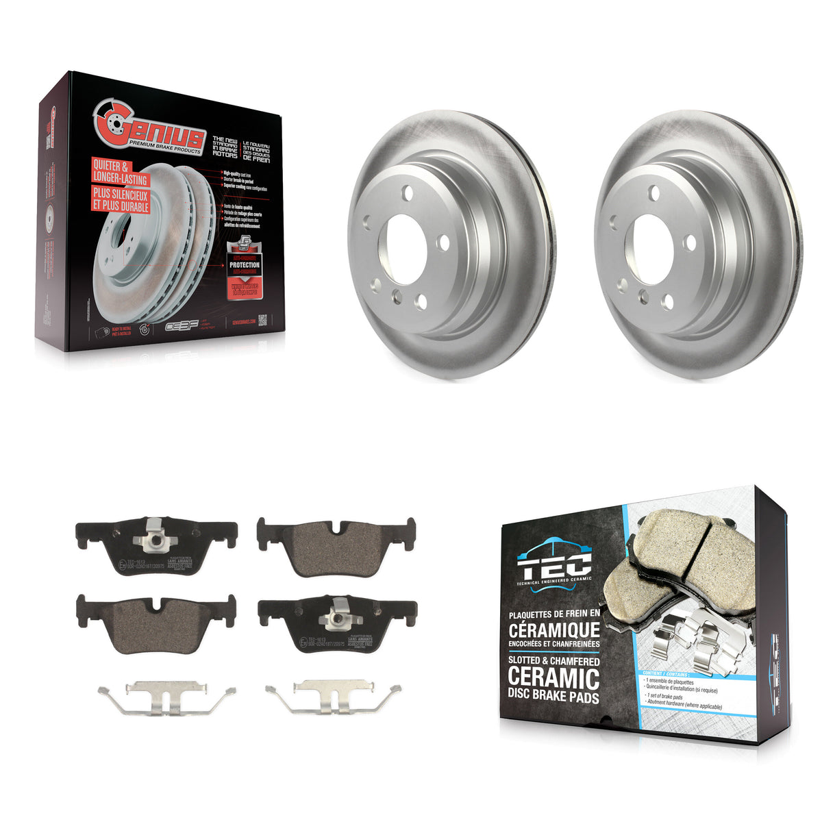 Rear Coated Brake Rotor Ceramic Pad Kit For BMW 328i xDrive 330i 320i 428i 328d 430i Gran KGT-101661