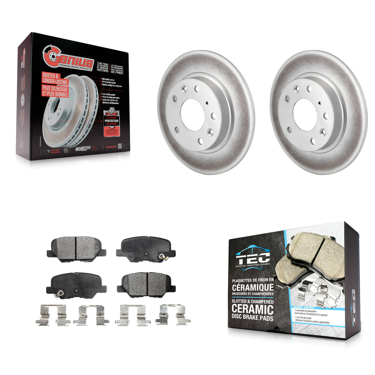 Rear Coated Disc Brake Rotors And Ceramic Pads Kit For Mazda 3 Sport KGT-101662