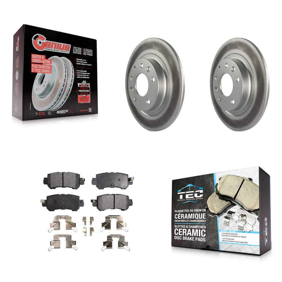 Rear Coated Disc Brake Rotors And Ceramic Pads Kit For 2016-2018 Mazda CX-3 KGT-101669