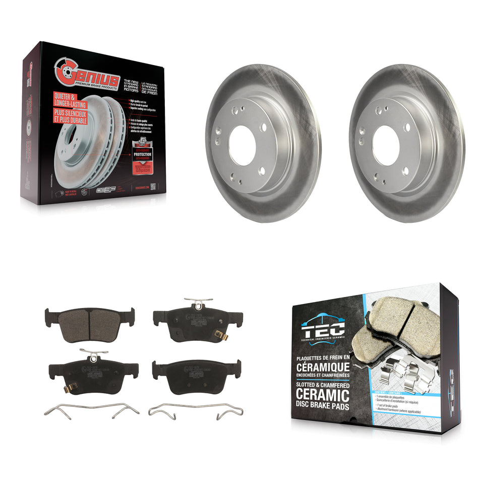 Rear Coated Disc Brake Rotors And Ceramic Pads Kit For Honda Civic KGT-101674