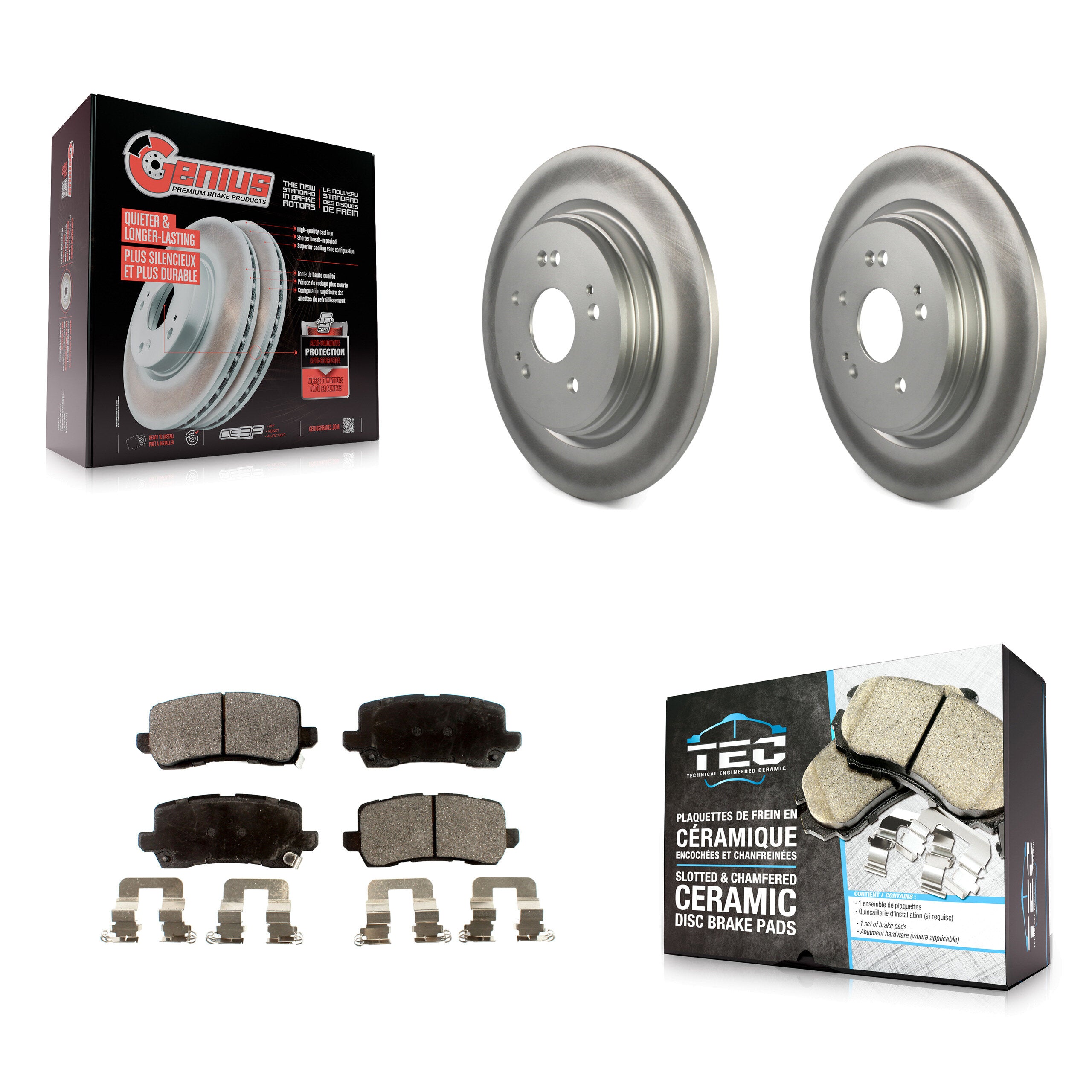 Rear Coated Disc Brake Rotors And Ceramic Pads Kit For 2015-2020 Acura TLX KGT-101678