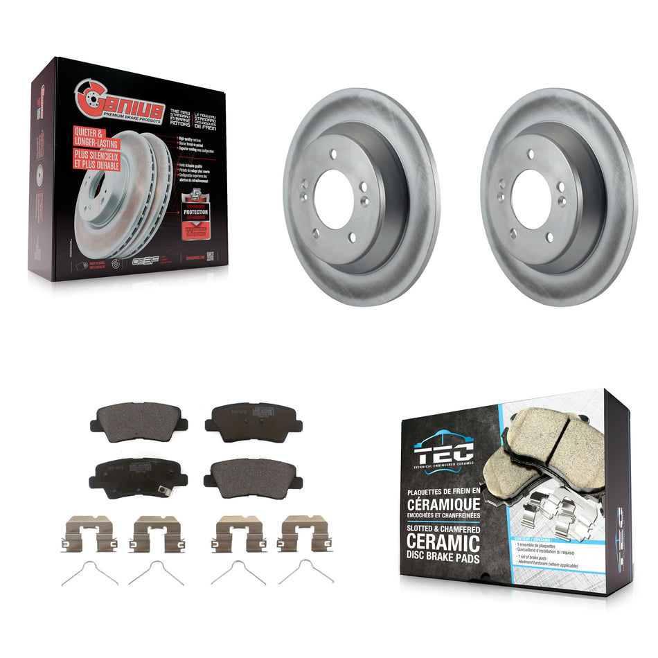 Rear Coated Brake Rotor Ceramic Pad Kit For 2014-2017 Kia Rondo With Manual Parking KGT-101679