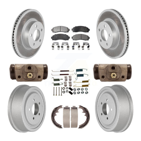 Front Rear Coated Disc Brake Rotor Ceramic Pad Drum Kit (9Pc) For Ford Ranger Mazda B4000 KGT-101753