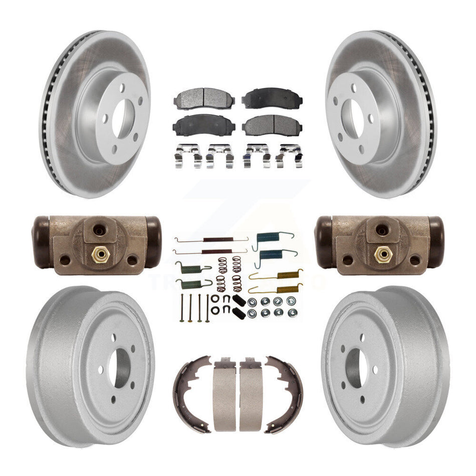 Front Rear Coated Disc Brake Rotor Ceramic Pad Drum Kit (9Pc) For Ford Ranger Mazda B4000 KGT-101753