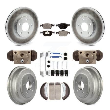 Front Rear Coat Brake Rotor Ceramic Pad Drum Kit (9Pc) For 2010-2013 Ford Transit Connect KGT-101756