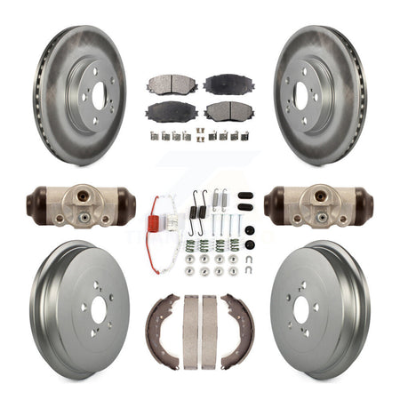 Front Rear Coat Disc Brake Rotors Ceramic Pad Drum Kit (9Pc) For 2009-2013 Toyota Corolla KGT-101759