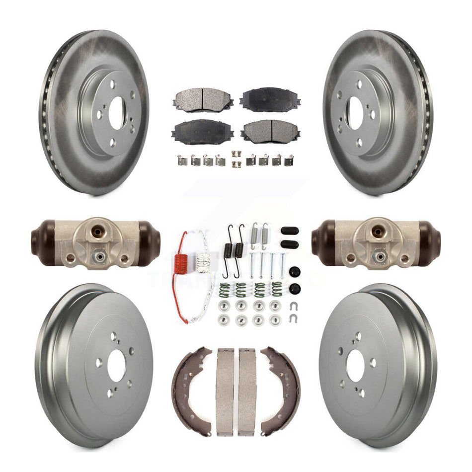 Front Rear Coat Disc Brake Rotors Ceramic Pad Drum Kit (9Pc) For 2009-2013 Toyota Corolla KGT-101759