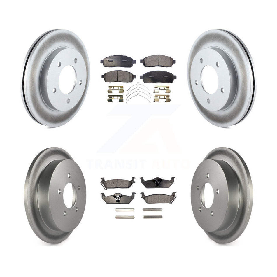 Front Rear Coated Disc Brake Rotors And Ceramic Pads Kit For 2004 Ford F-150 4WD KGT-101764