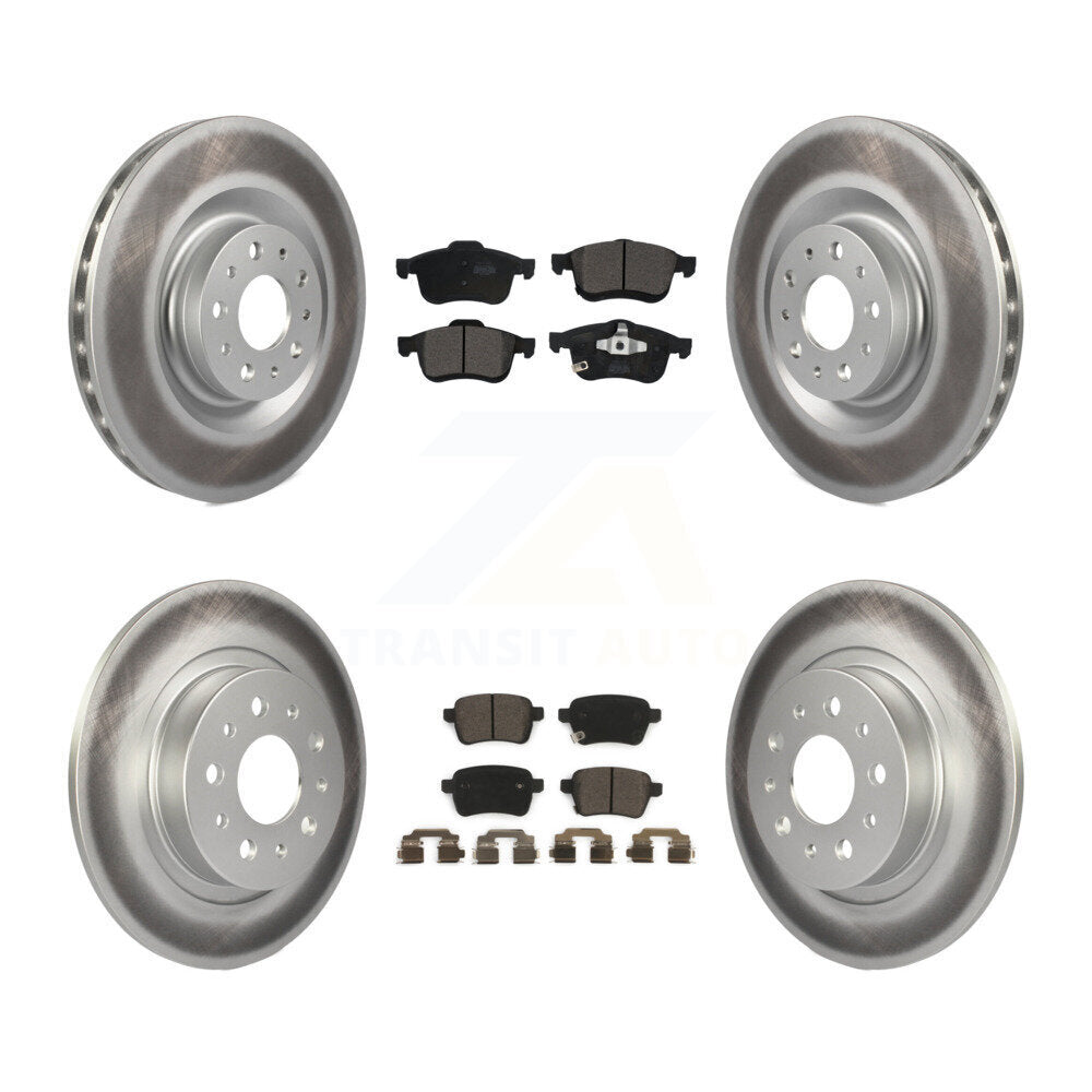 Front Rear Coated Disc Brake Rotors And Ceramic Pads Kit For 2014-2020 Fiat 500L KGT-101765