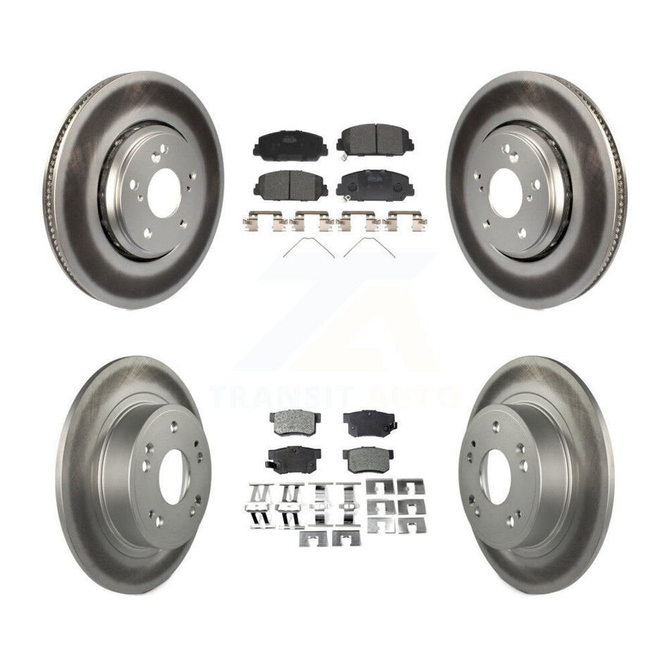 Front Rear Coated Disc Brake Rotors And Ceramic Pads Kit For 2017-2022 Acura ILX KGT-101773