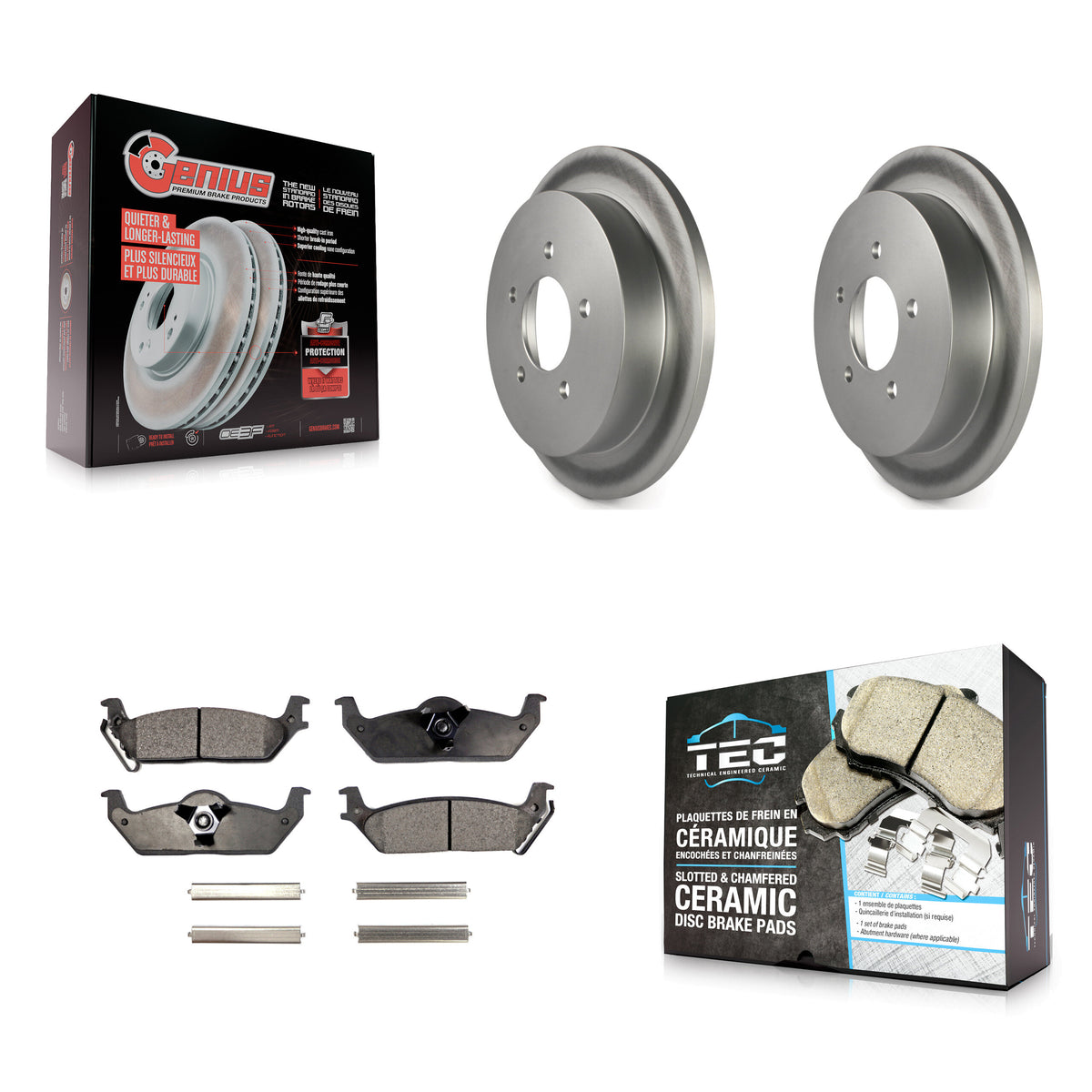 Rear Coated Disc Brake Rotors And Ceramic Pads Kit For Ford F-150 KGT-101776