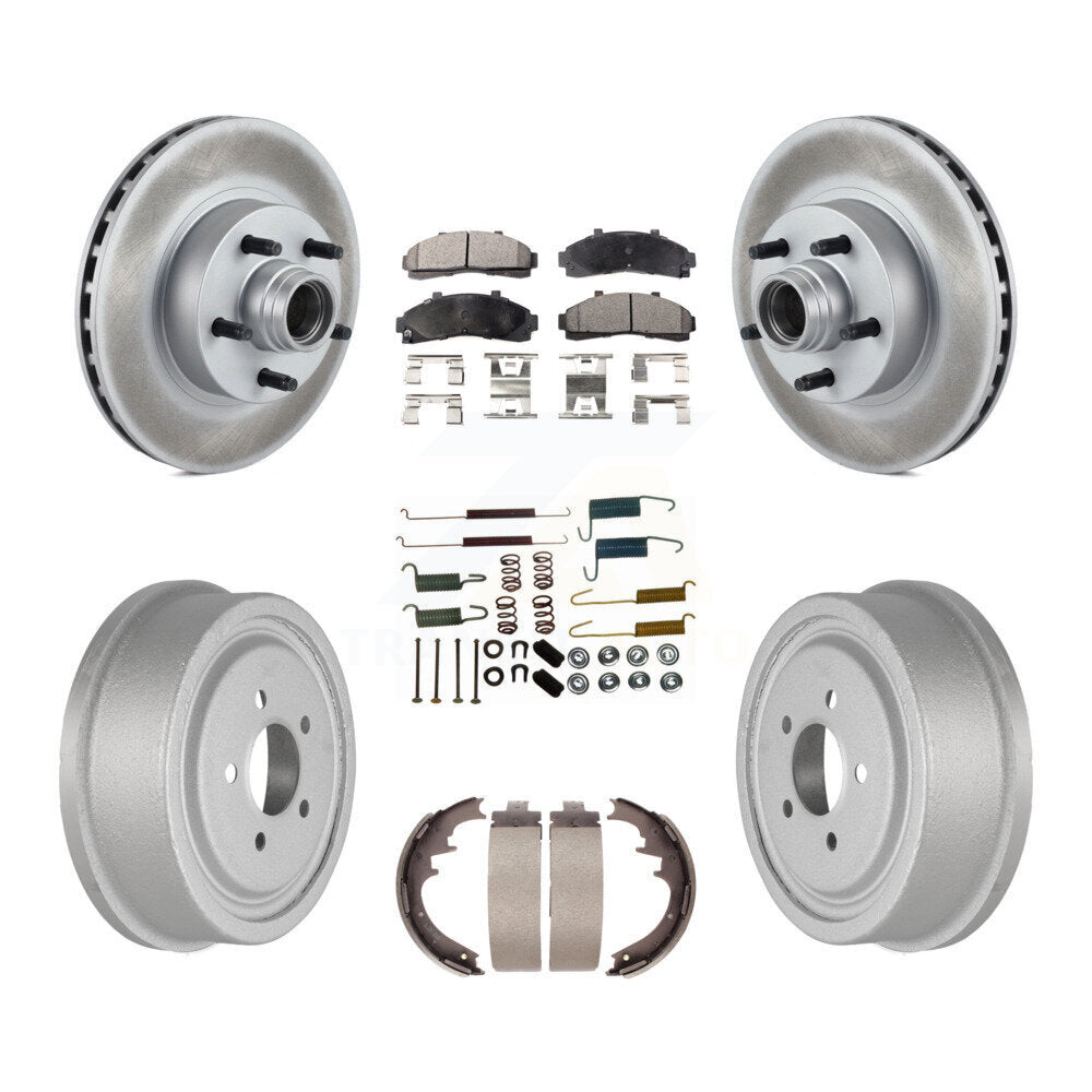 Front Rear Coat Disc Brake Rotors Hub Assembly Ceramic Pad Drum Kit (7Pc) For Ford Ranger KGT-101780