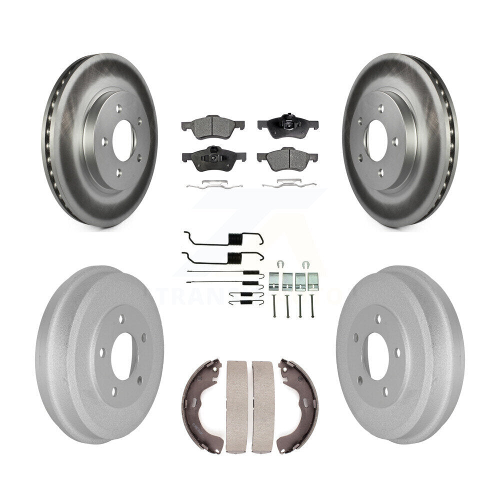 Front Rear Coated Brake Rotors Ceramic Pad Drum Kit (7Pc) For Ford Escape Mercury Mariner KGT-101801