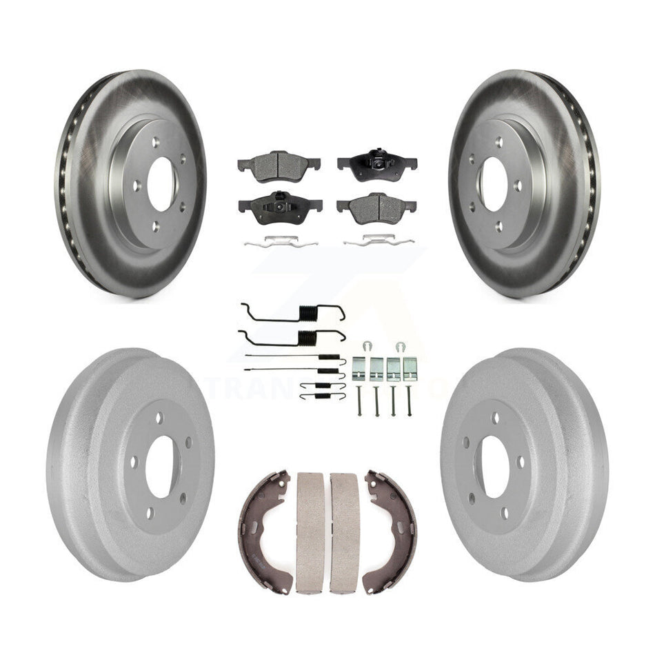 Front Rear Coated Brake Rotors Ceramic Pad Drum Kit (7Pc) For Ford Escape Mercury Mariner KGT-101801