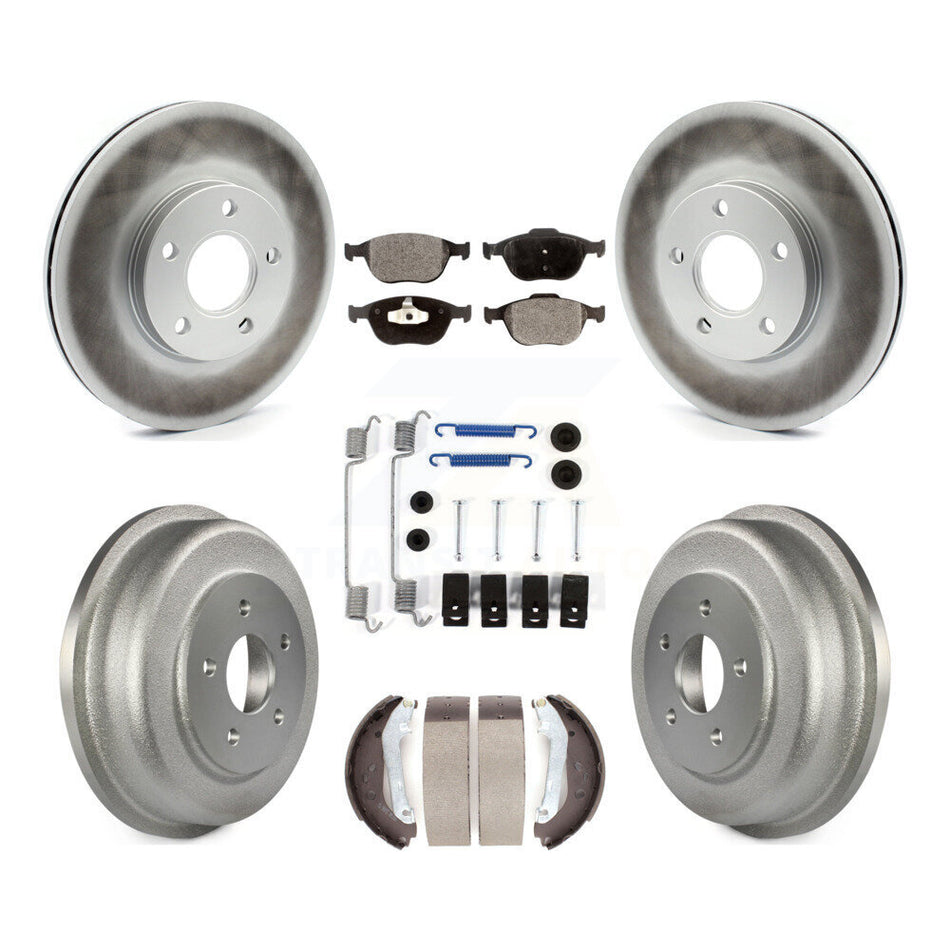 Front Rear Coat Brake Rotor Ceramic Pad Drum Kit (7Pc) For 2010-2013 Ford Transit Connect KGT-101804