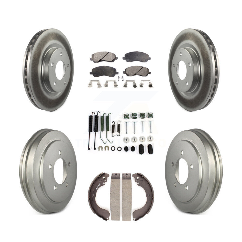 Front Rear Coated Brake Rotor Ceramic Pad & Drum Kit (7Pc) For Jeep Patriot Compass Dodge KGT-101806