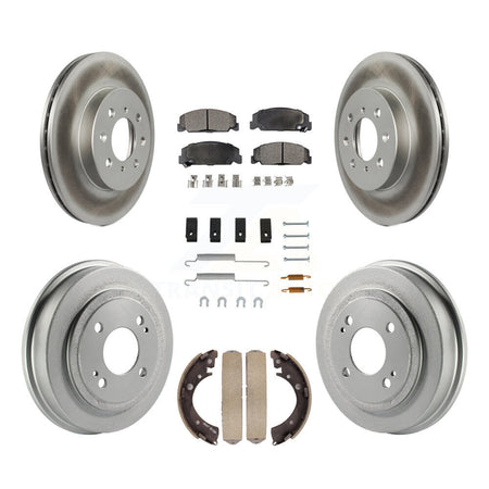 Front Rear Coated Disc Brake Rotors Ceramic Pads And Drum Kit (7Pc) For Honda Civic KGT-101808