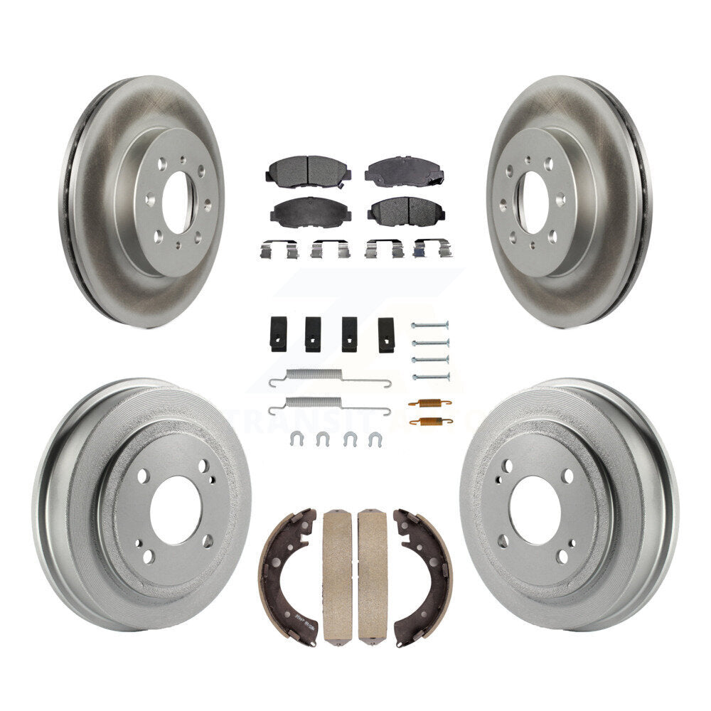 Front Rear Coated Disc Brake Rotors Ceramic Pad & Drum Kit (7Pc) For Honda Civic Acura EL KGT-101809