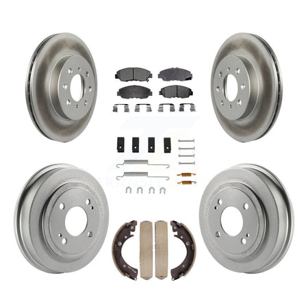 Front Rear Coated Disc Brake Rotors Ceramic Pad & Drum Kit (7Pc) For Honda Civic Acura EL KGT-101809
