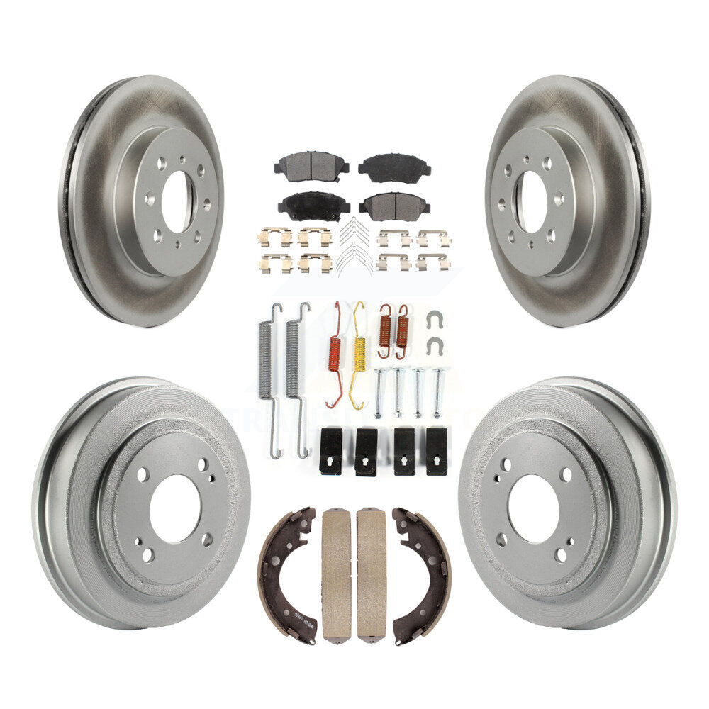 Front Rear Coated Disc Brake Rotor Ceramic Pad And Drum Kit (7Pc) For 2007-2008 Honda Fit KGT-101811