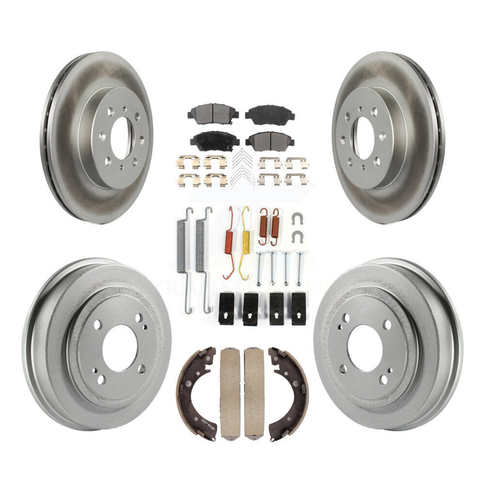 Front Rear Coated Disc Brake Rotor Ceramic Pad And Drum Kit (7Pc) For 2007-2008 Honda Fit KGT-101811