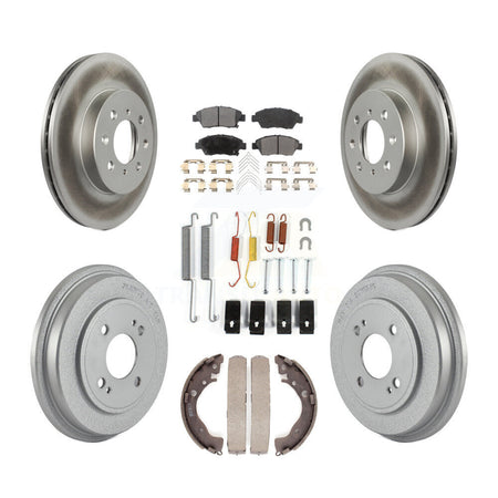 Front Rear Coated Disc Brake Rotors Ceramic Pads And Drum Kit (7Pc) For Honda Fit KGT-101814