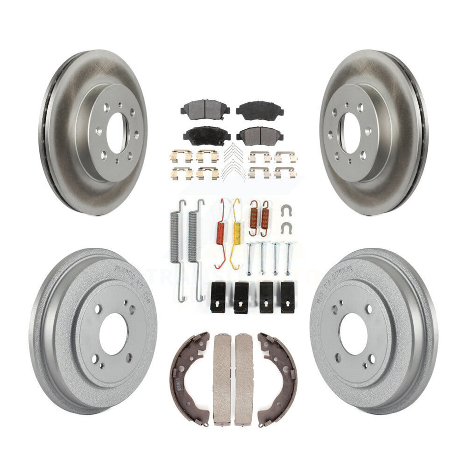 Front Rear Coated Disc Brake Rotors Ceramic Pads And Drum Kit (7Pc) For Honda Fit KGT-101814