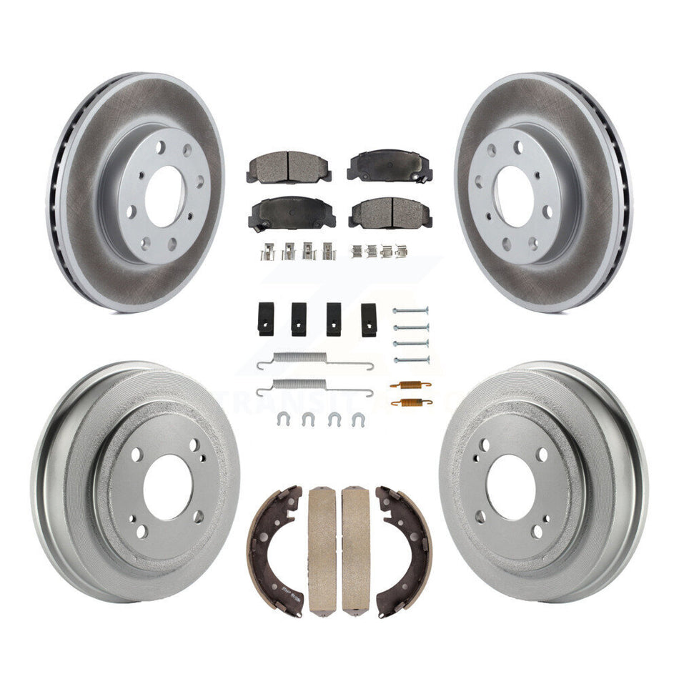 Front Rear Coated Disc Brake Rotors Ceramic Pads And Drum Kit (7Pc) For Honda Civic KGT-101816