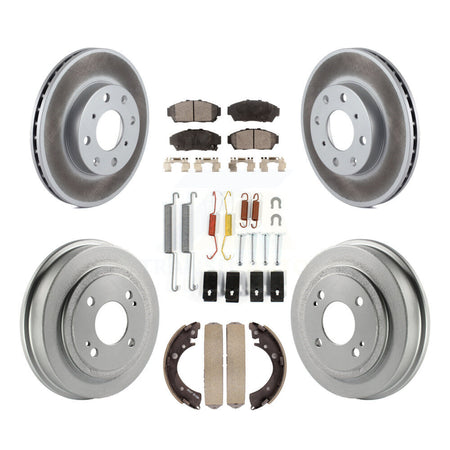 Front Rear Coated Disc Brake Rotors Ceramic Pads And Drum Kit (7Pc) For Honda Civic KGT-101817
