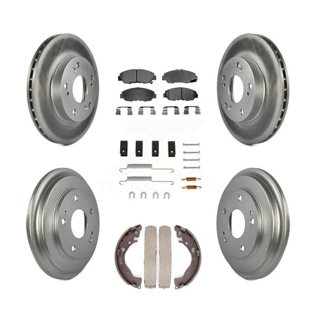 Front Rear Coated Disc Brake Rotors Ceramic Pads And Drum Kit (7Pc) For Honda Civic KGT-101828